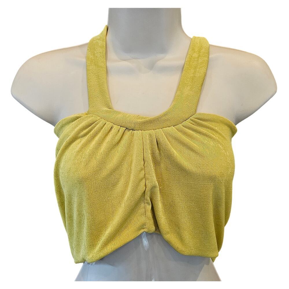 Ex luxe botique NWT green halter loose fit beach club party top M sexy summer